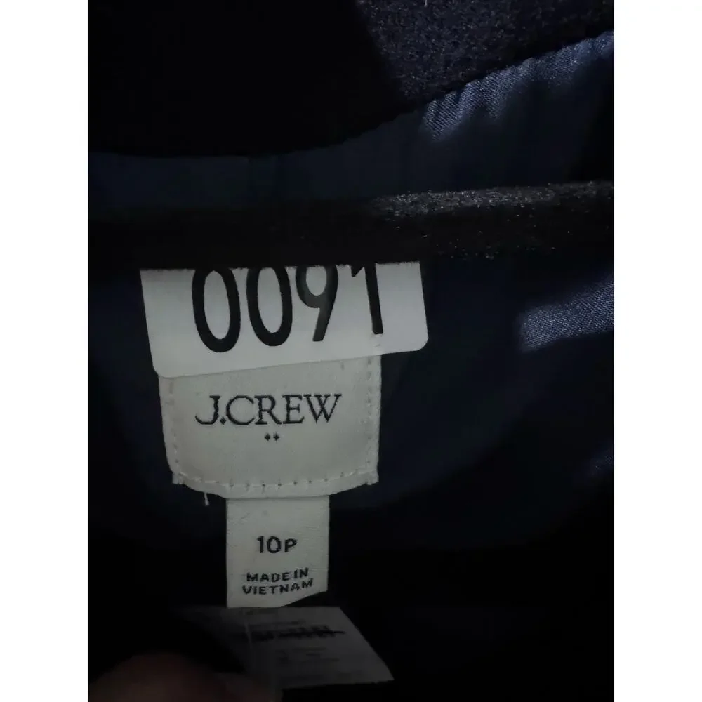 J. Crew Women's Long Sleeve City Coat with Button Neck Black Size 10P NWT